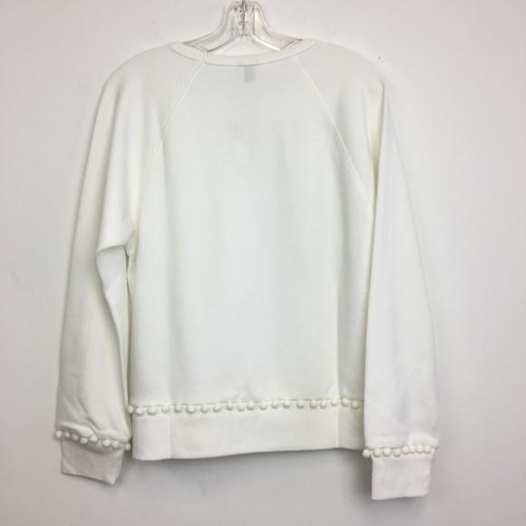 NWT J Crew White Pom Pom Sweatshirt - Picture 5 of 5